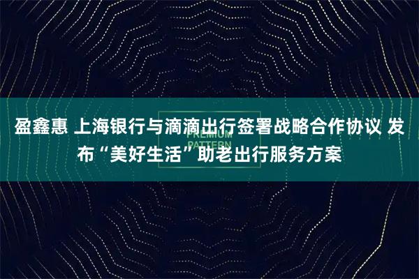盈鑫惠 上海银行与滴滴出行签署战略合作协议 发布“美好生活”助老出行服务方案
